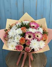 Букет цветов из:  Розы, Герберы и Хризантемы #REPLACE_PRED# Спасское Тульская область