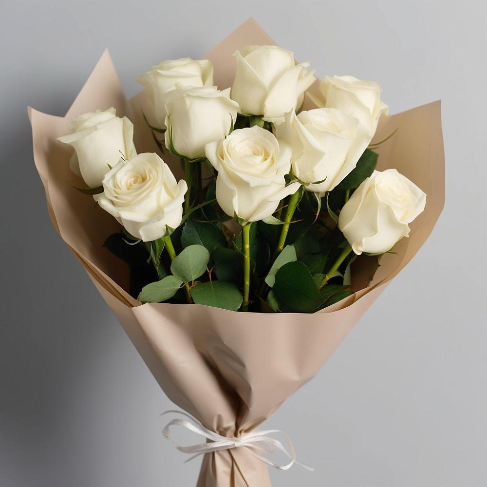 Букет 9 Белых роз Эдлесс Лав в Спасское Тульская область