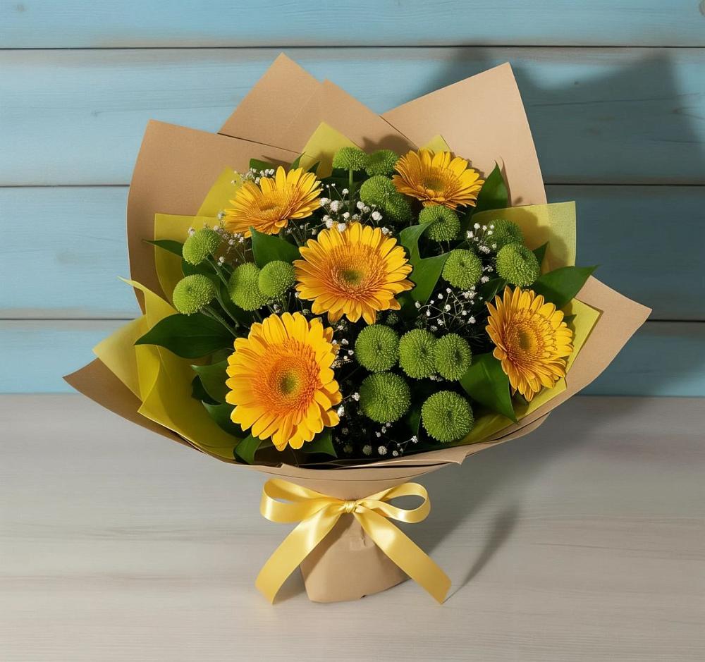 Букет цветов из: Герберы и Хризантемы в Спасское Тульская область