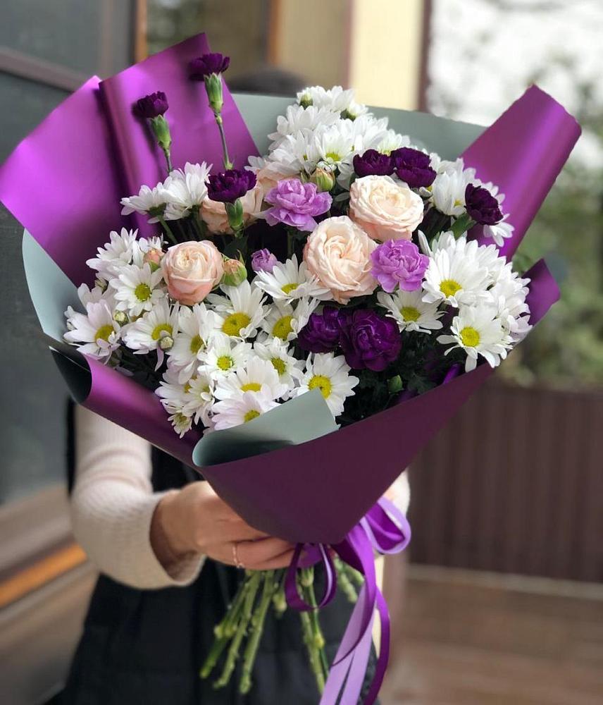 Букет цветов из: Хризантемы, Гвоздики и Розы в Спасское Тульская область