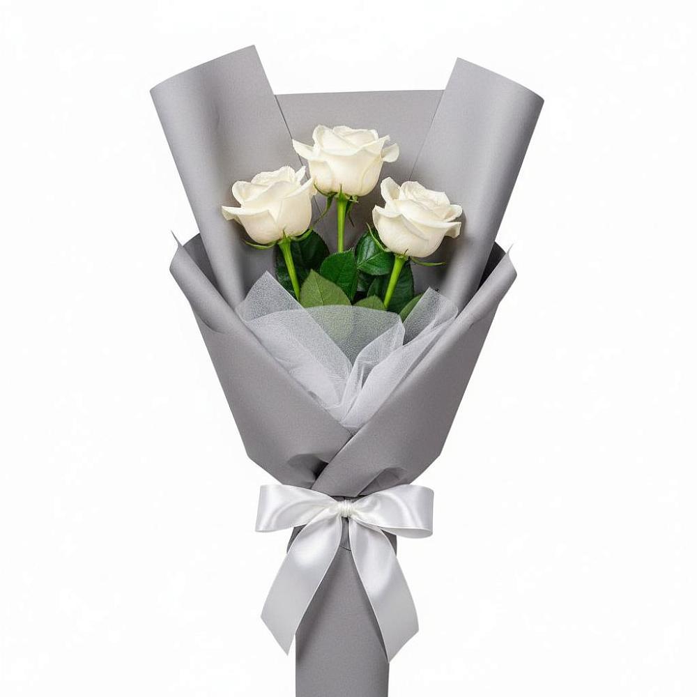 Букет 3 белые розы в Спасское Тульская область