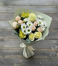 Букет цветов из:  Альстромерии, Розы и Хризантемы в Спасское Тульская область