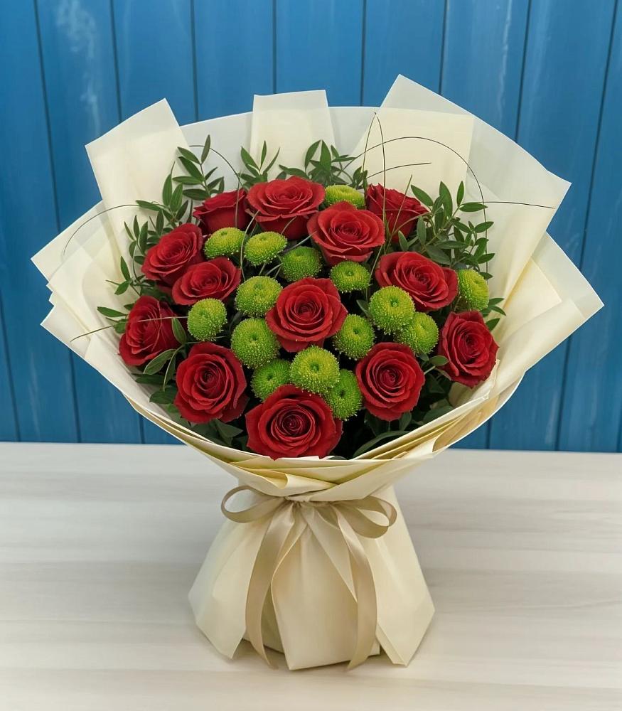 Букет цветов из: Розы и Хризантемы в Спасское Тульская область