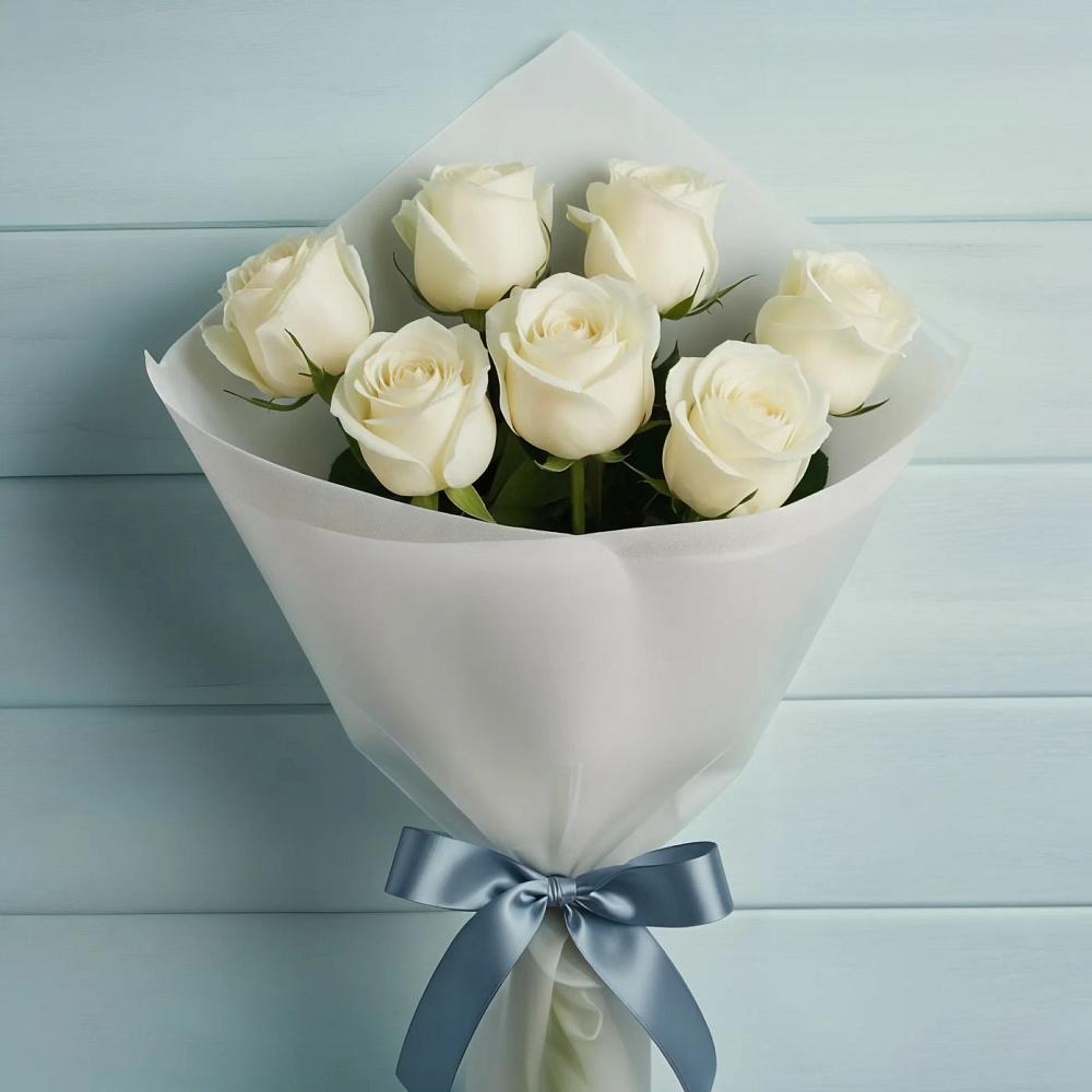 Букет 7 Белых роз Эдлесс Лав в Спасское Тульская область