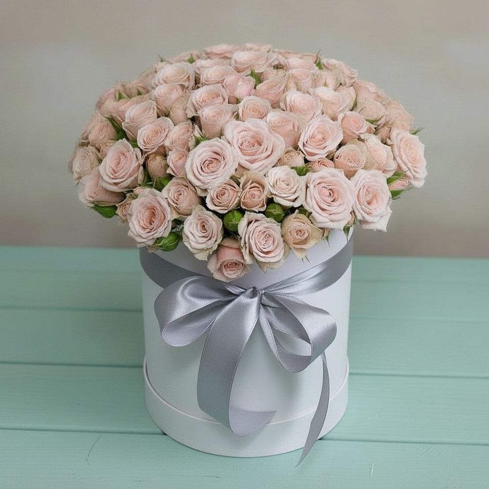 Цветочная композиция из Розы в шляпной коробке в Спасское Тульская область